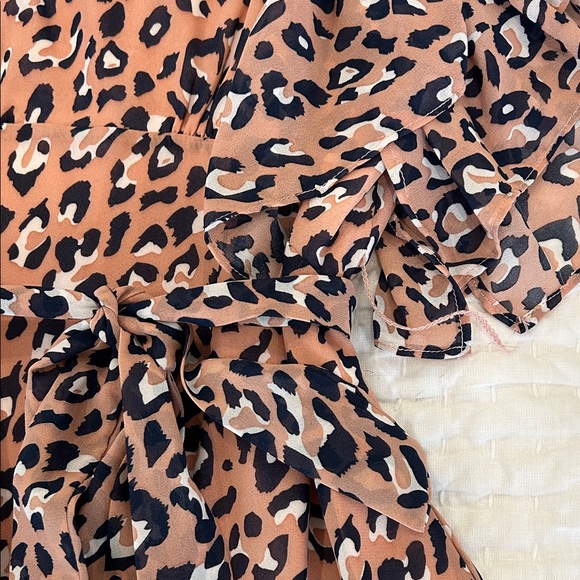 Leopard Print Ruffle Dress - Tan - Picture 3 of 8